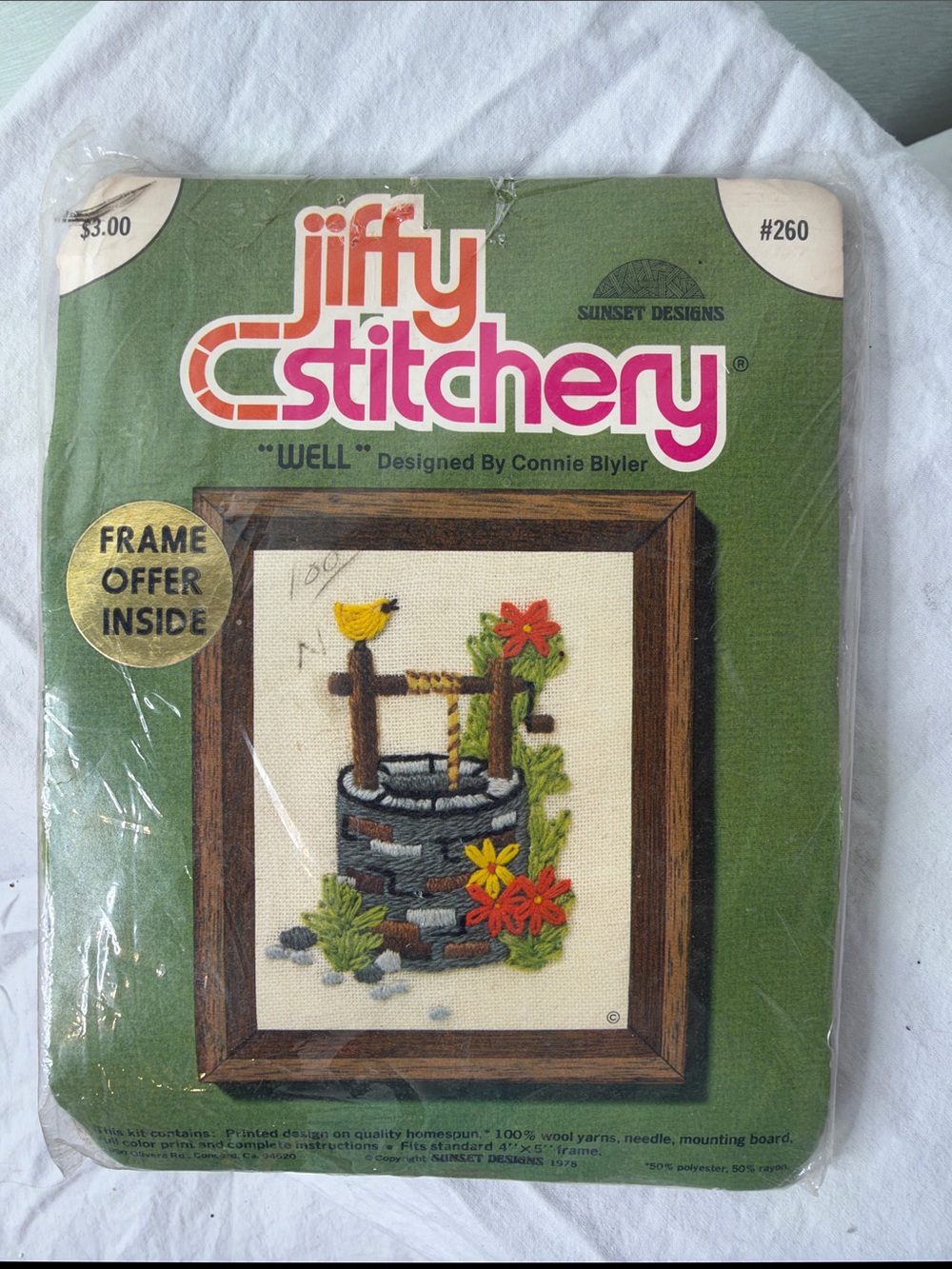 Jiffy Stitchery "Well" Embroidery Kit in Green Packaging